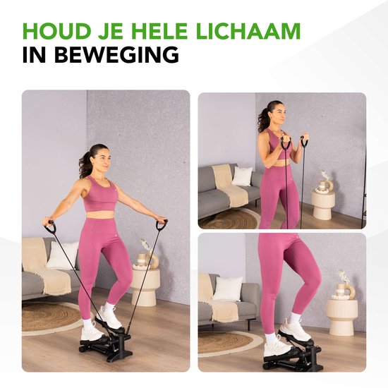 Tunturi Stepper – Stepper-Fitness – Treppensteiger – Aerobic-Step – Fitness – inkl. Display und Widerstandsbändern – Schwarz
