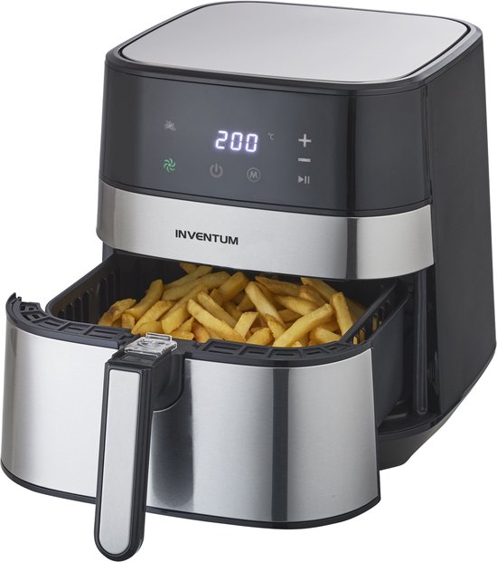 Inventum GF500HLD Airfryer XL – 5 l – 8 Programme – 80–200 °C – Für bis zu 5 Personen – Silber/Schwarz