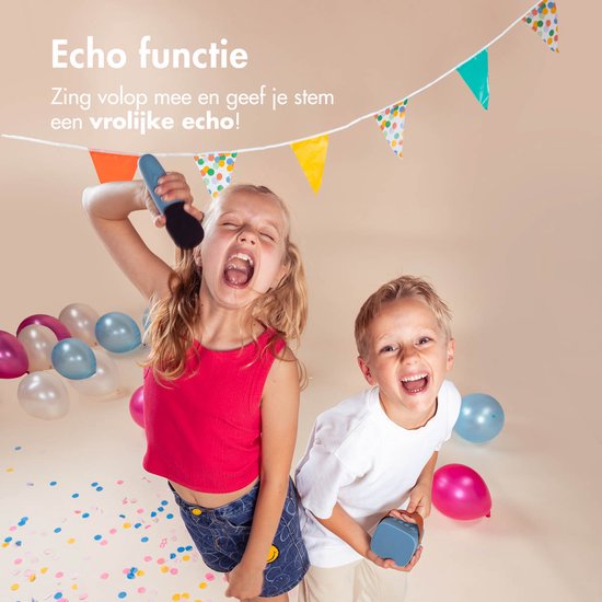 imoshion Karaoke-Set für Kinder und Erwachsene - Bluetooth-Lautsprecher mit drahtlosem Mikrofon - Soft Blue