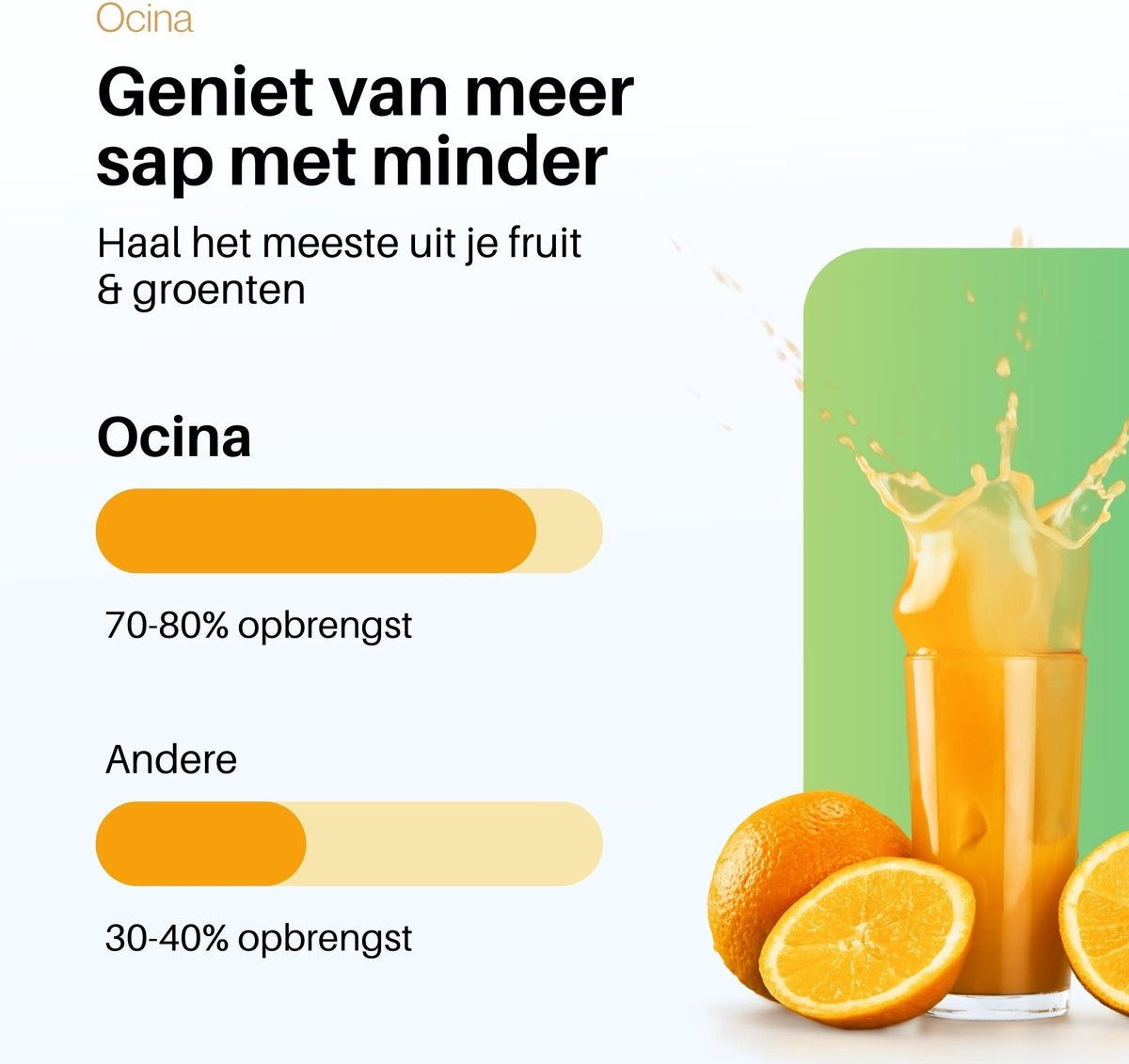 Ocina Slowjuicer - Entsafter für Gemüse und Obst - Trockenes Fruchtfleisch - Schwarz