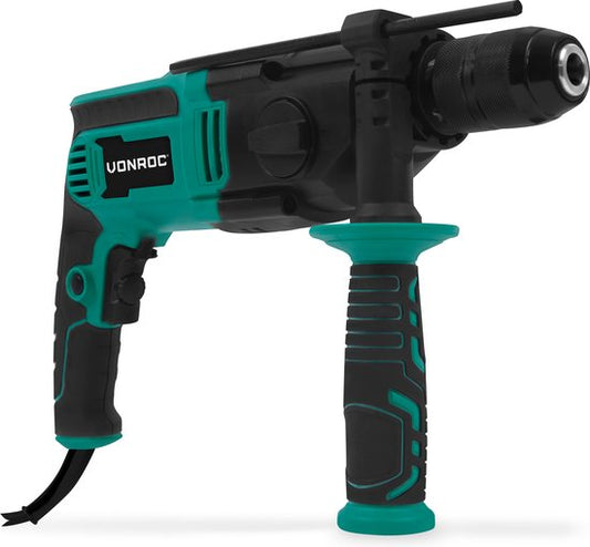 VONROC PRO Schlagbohrmaschine 1100W - Ø13mm - 2-Gang - Metall-Schnellspannbohrfutter - 3m Gummikabel - Inkl. Tiefenanschlag und Zusatzhandgriff