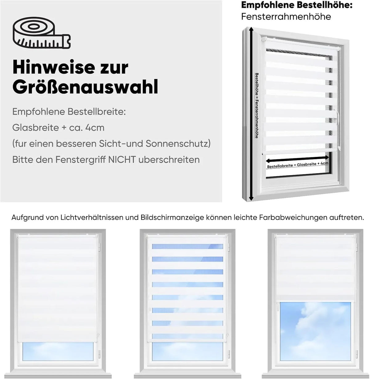 Sekey Duo-Rollo ohne Bohren – 45 x 150 cm – Einstellbarer Lichteinfall – Hitzeschutzbeschichtung – Weiß