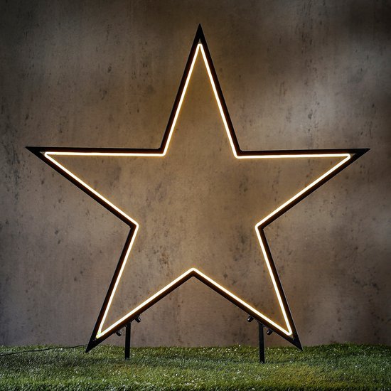 Luca Lighting Garden d'Light Star Gartenpfahl mit warmweißer LED-Beleuchtung - L90 x H102 cm - Metall - Schwarz