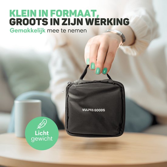 Vulpes Goods® HealthCare - Aerosolgerät - Ultraschallvernebler Inhalator - Vernebler - Inhalationsgerät für Kinder, Erwachsene & Babys - Hilft gegen Atemwegserkrankungen - Inkl. 3 Düsen & Deluxe Reisetasche