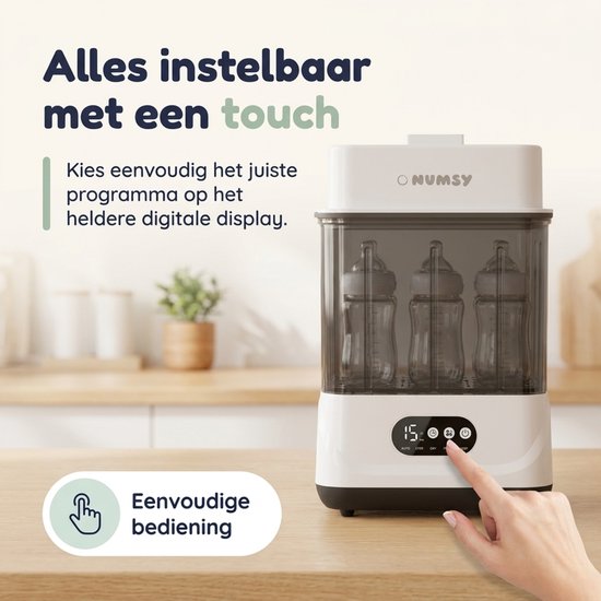 Numsy 5-in-1-Flaschensterilisator und -Trockner Max – Für bis zu 11 Flaschen geeignet Flaschensterilisator und -Trockner – Flaschensterilisator für Babys