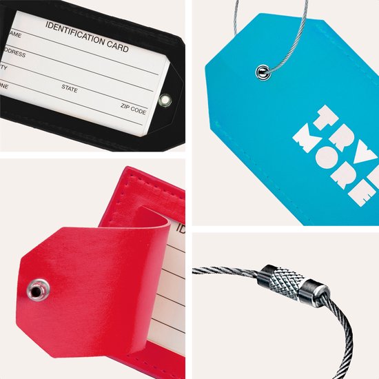 TRVLMORE Gepäckanhänger - Leder - Für Koffer und Taschen - 7 Stück - Verschiedene Farben