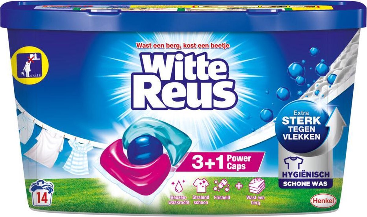 Witte Reus Power Caps Waschmittelkapseln für Weißwäsche – 14 Waschgänge – 14 Kapseln