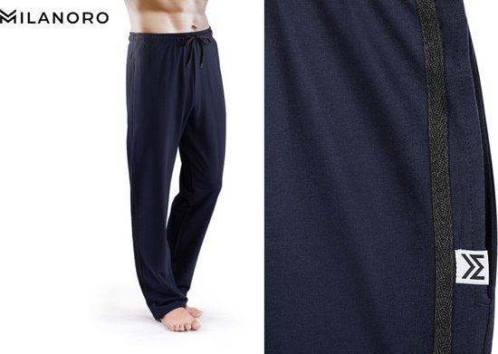 Milanoro - 2er-Set sportliche, bequeme Herren-Sweatpants - Marineblau/Anthrazit - S
