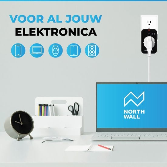 Northwall Universal World Plug mit 2 Schnelllade-USB-Anschlüssen - Internationaler Reisestecker für 150+ Länder - England, Amerika, Südafrika, USA, Italien, Großbritannien, Australien, Indien, ...