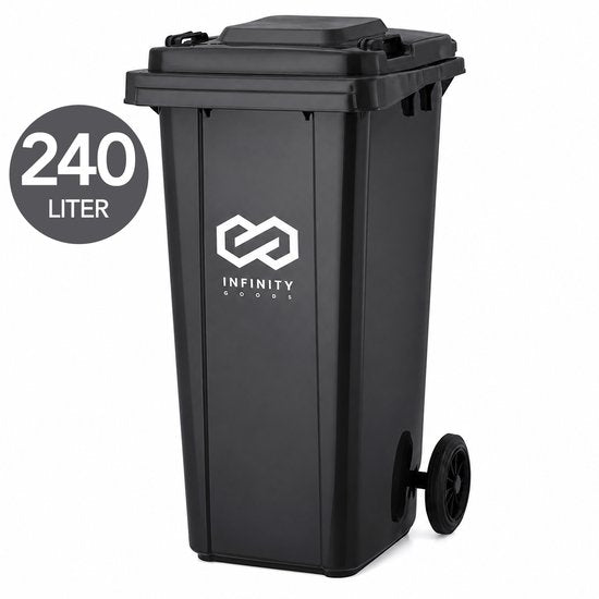 Infinity Goods Kliko 240 l – Abfallbehälter – Rollcontainer – Mini-Behälter aus Kunststoff – mit Rädern – grau