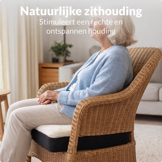 VEX VX-102 Sitzkissen mit Gel - Unterstützt die Körperhaltung - Schaumstoff, Gel, Sherpa und Polyester - Universal für verschiedene Sitzoberflächen - Weiß/Schwarz