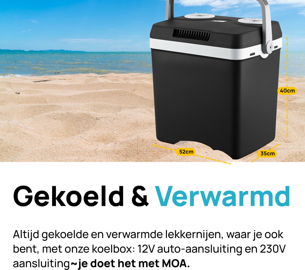 Moa thermoelektrische Kühlbox - 32 Liter - Kalt- und Warmhaltefunktion - 12V/230V - schwarz