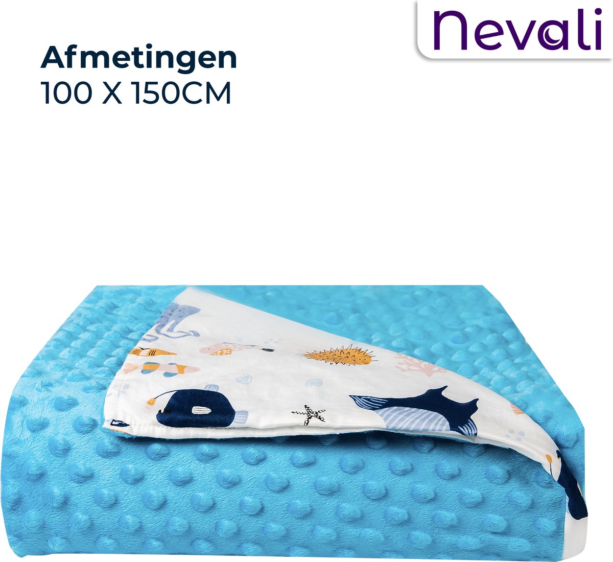 Nevali Gewichtsdecke Kinderbezug – Bettbezug Kinder 100 x 150 cm – 4 Jahreszeiten – Blau