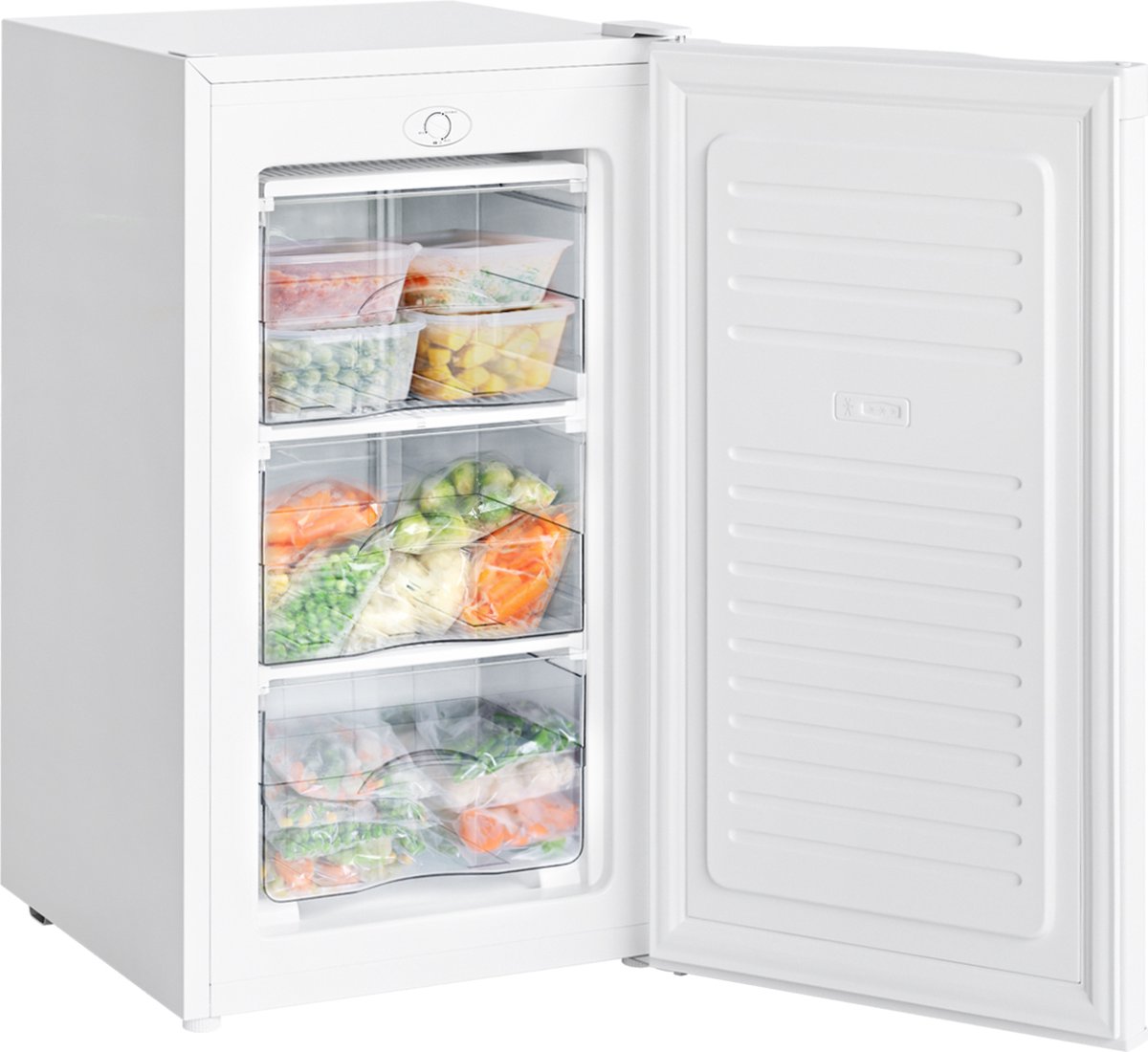 KitchenBrothers Gefrierschrank - 64L - Kompakte Tischplatte - 3 Gefrierschubladen - Gefrierschrank - Freistehend - Weiß