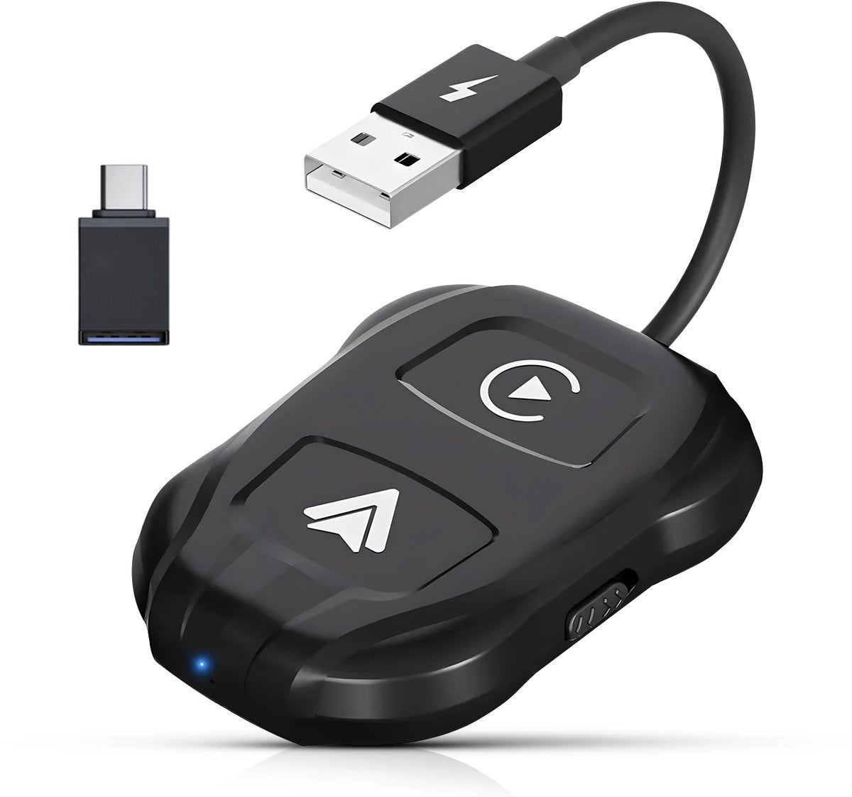 CarMe Luxe 2-in-1 Auto-Dongle - Wireless CarPlay & Android Auto - 5GHz Verbindung - USB-C & USB-A - 2024 Modell - Schwarz