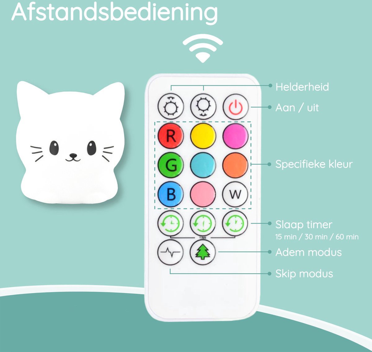 Sleepy Friends Sleepy Friends Kindernachtlicht Katze - 8 Farben - USB aufladbar - dimmbar - 95.2 x 97.4 x 100 mm - Grau