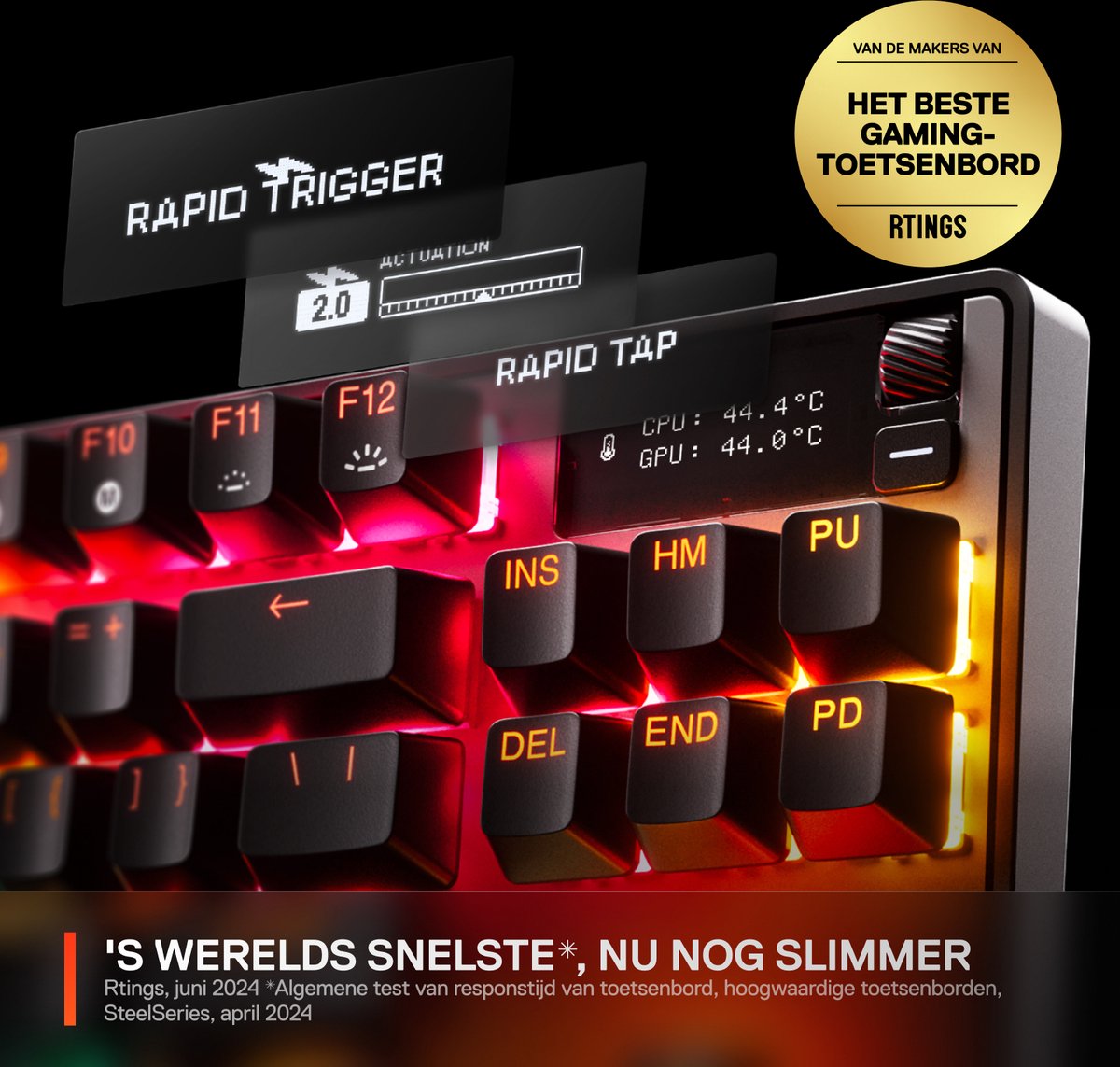 SteelSeries Apex Pro Gen 3 TKL - Gaming Tastatur - verkabelt - einstellbare Farbbeleuchtung - OLED Display - Schwarz
