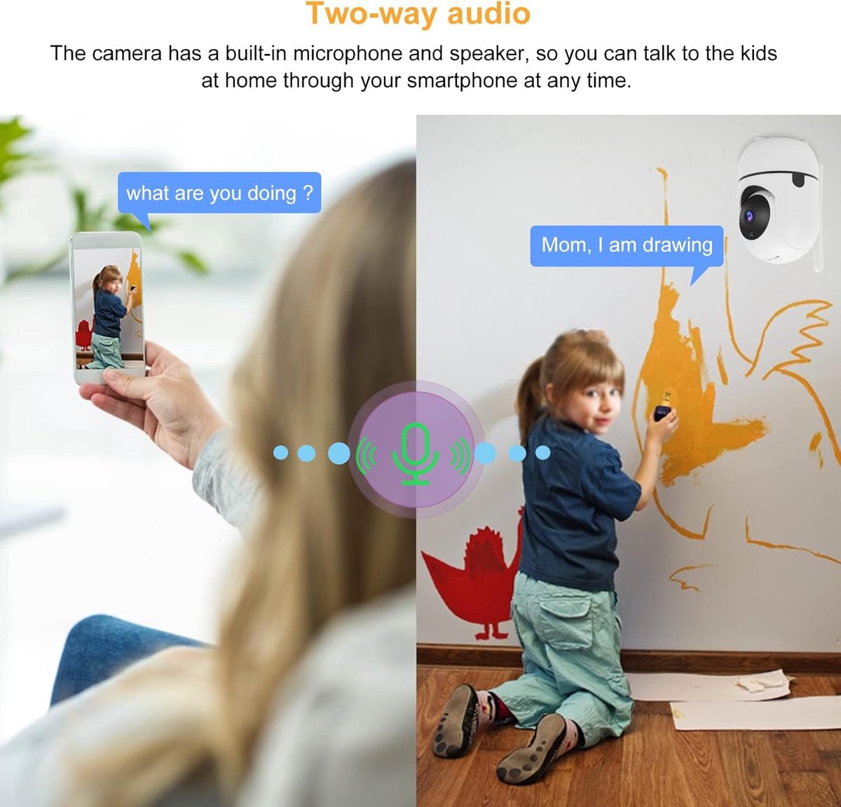 Fuegobird ZOSI C528 Indoor IP Kamera - mit dualem Objektiv - 6MP - Gegensprechfunktion - Sicherheitskamera - Haustierkamera - Babykamera - Kompatibel mit 2.4G/5G WIFI - Funktioniert mit App - Weiß