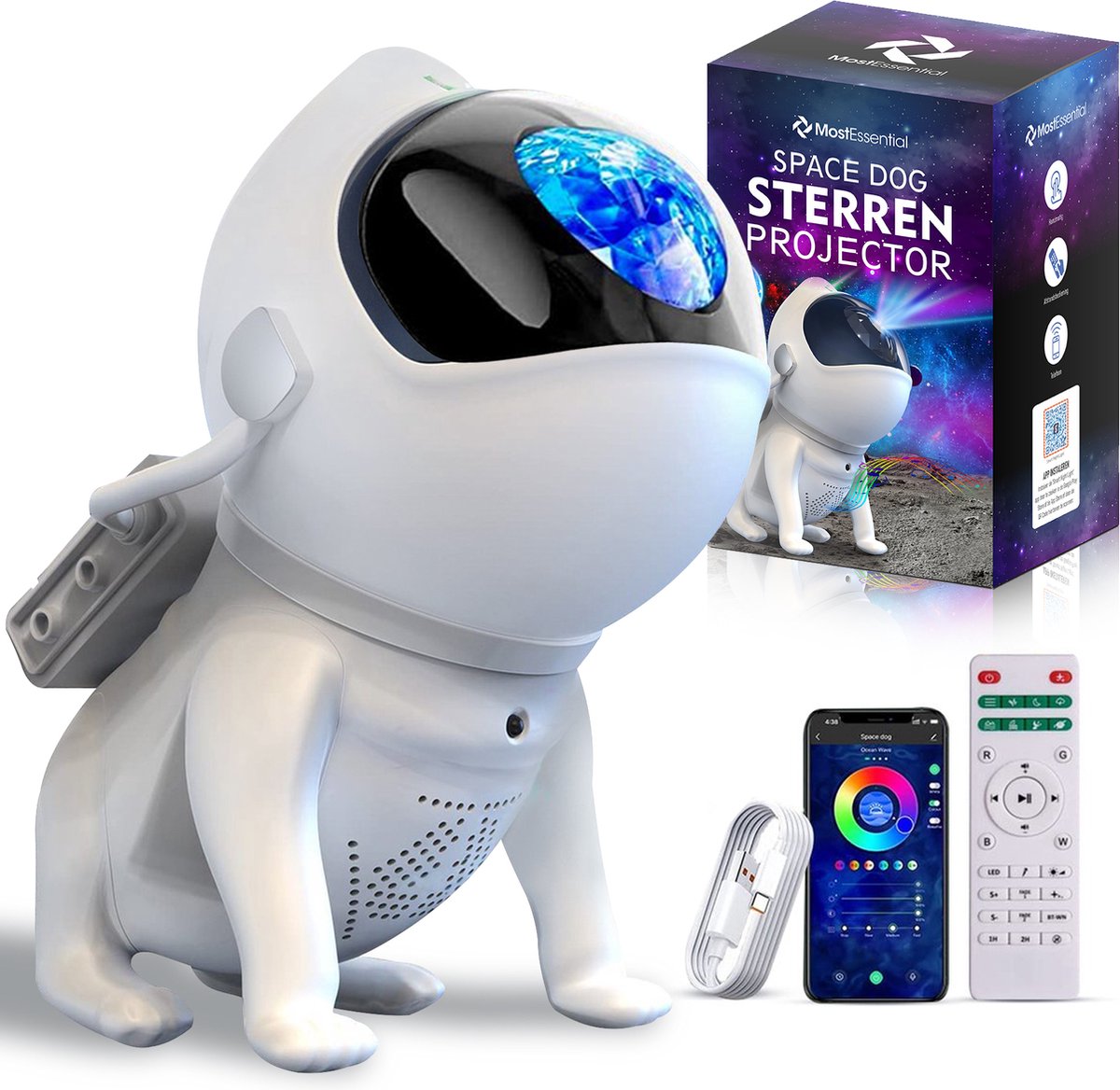 MostEssential Premium Sternenprojektor - Space Dog Edition - 3000 lm - inkl. App