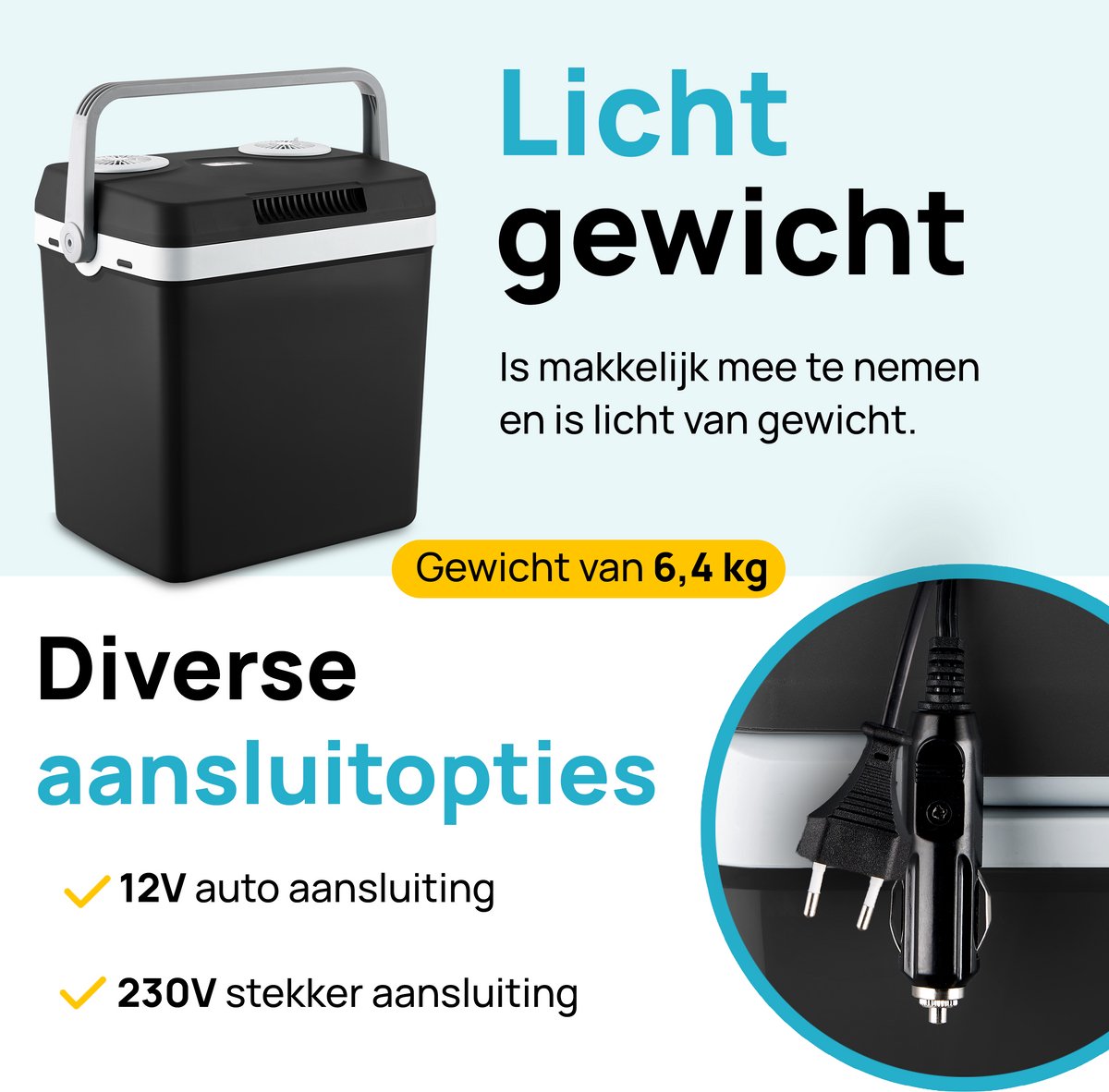 Moa thermoelektrische Kühlbox - 32 Liter - Kalt- und Warmhaltefunktion - 12V/230V - schwarz