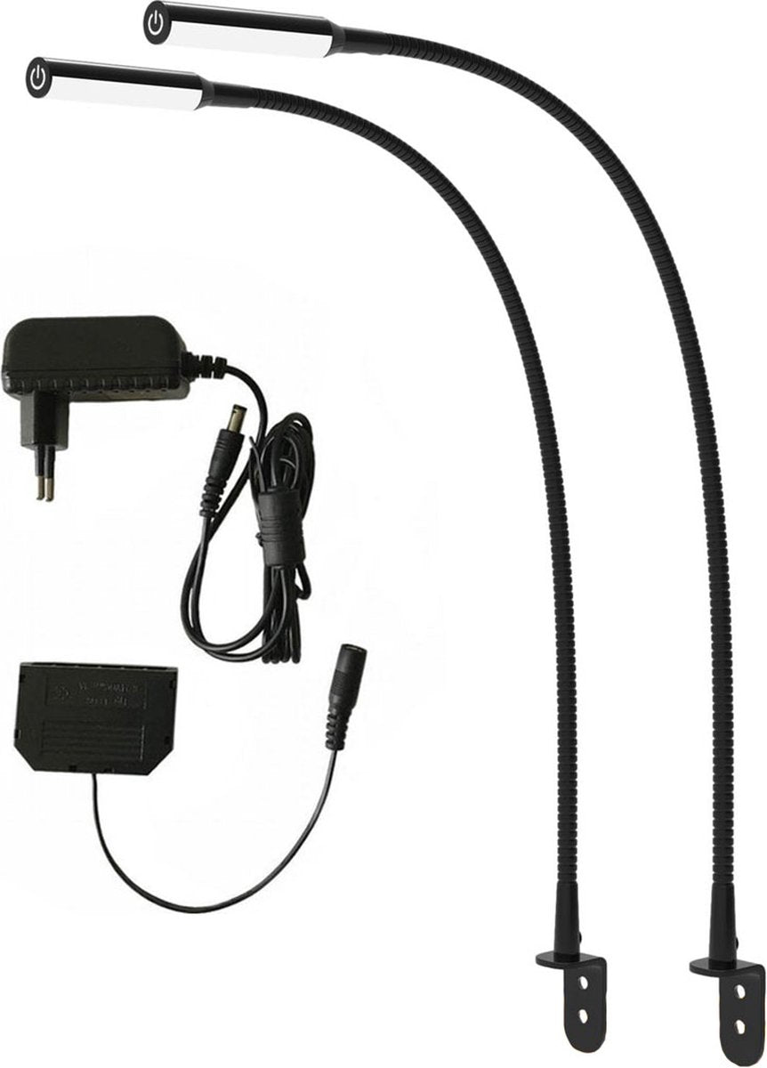 Realight BL300 Bettleuchte - LED-Nachtlicht mit Dimmfunktion - Leselicht für Bett & Kopfteil - Touch-Lampe - warmweißes Licht - 2 Stück - 58 cm - Schwarz