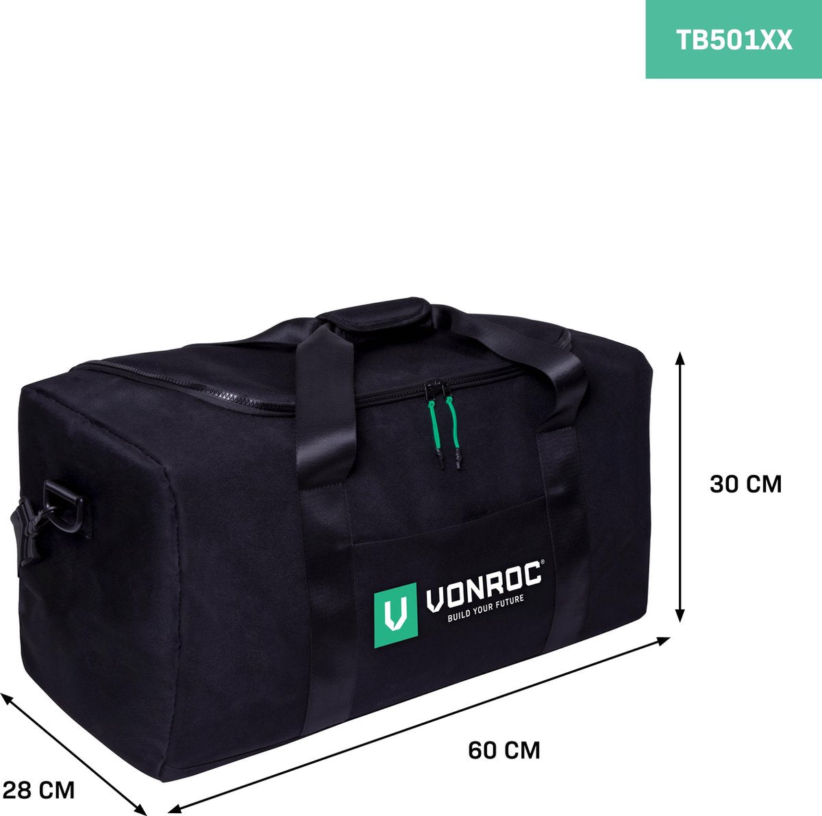 VONROC - Werkzeugtasche - Polyester - Max.25 kg - Schwarz - 60x30x26 cm