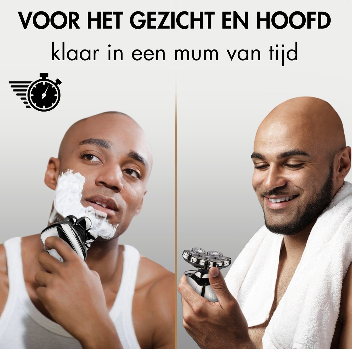 Sansbeauté® Skull Sharp PRO - Rasierer für Männer - Elektrischer Gesichts- und Kopfrasierer - Nass & Trocken - Kabelloses Laden - Elektrisch