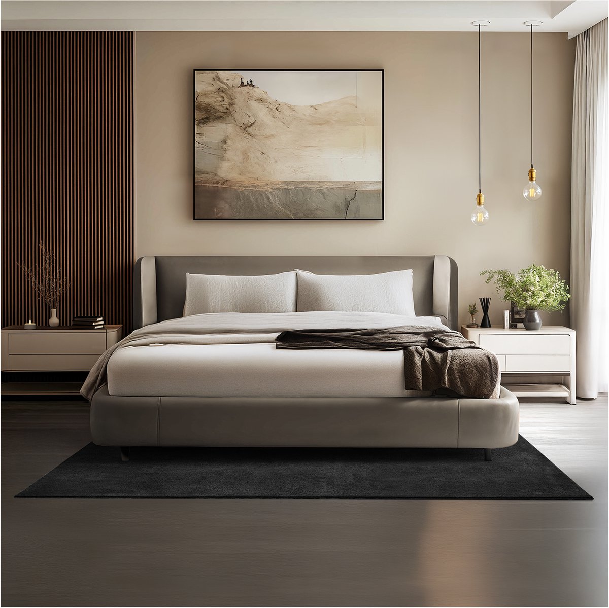 tectake Soft Zone Teppich - Kurzflor - Extra weich - Schwarz - 140 × 200 cm