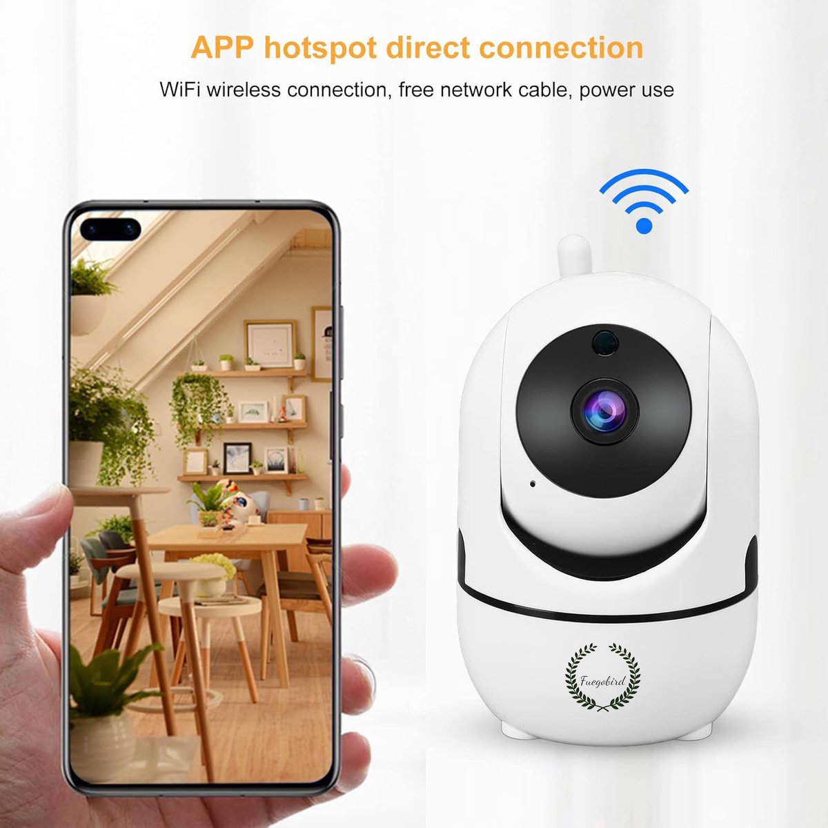 Fuegobird ZOSI C528 Indoor IP Kamera - mit dualem Objektiv - 6MP - Gegensprechfunktion - Sicherheitskamera - Haustierkamera - Babykamera - Kompatibel mit 2.4G/5G WIFI - Funktioniert mit App - Weiß