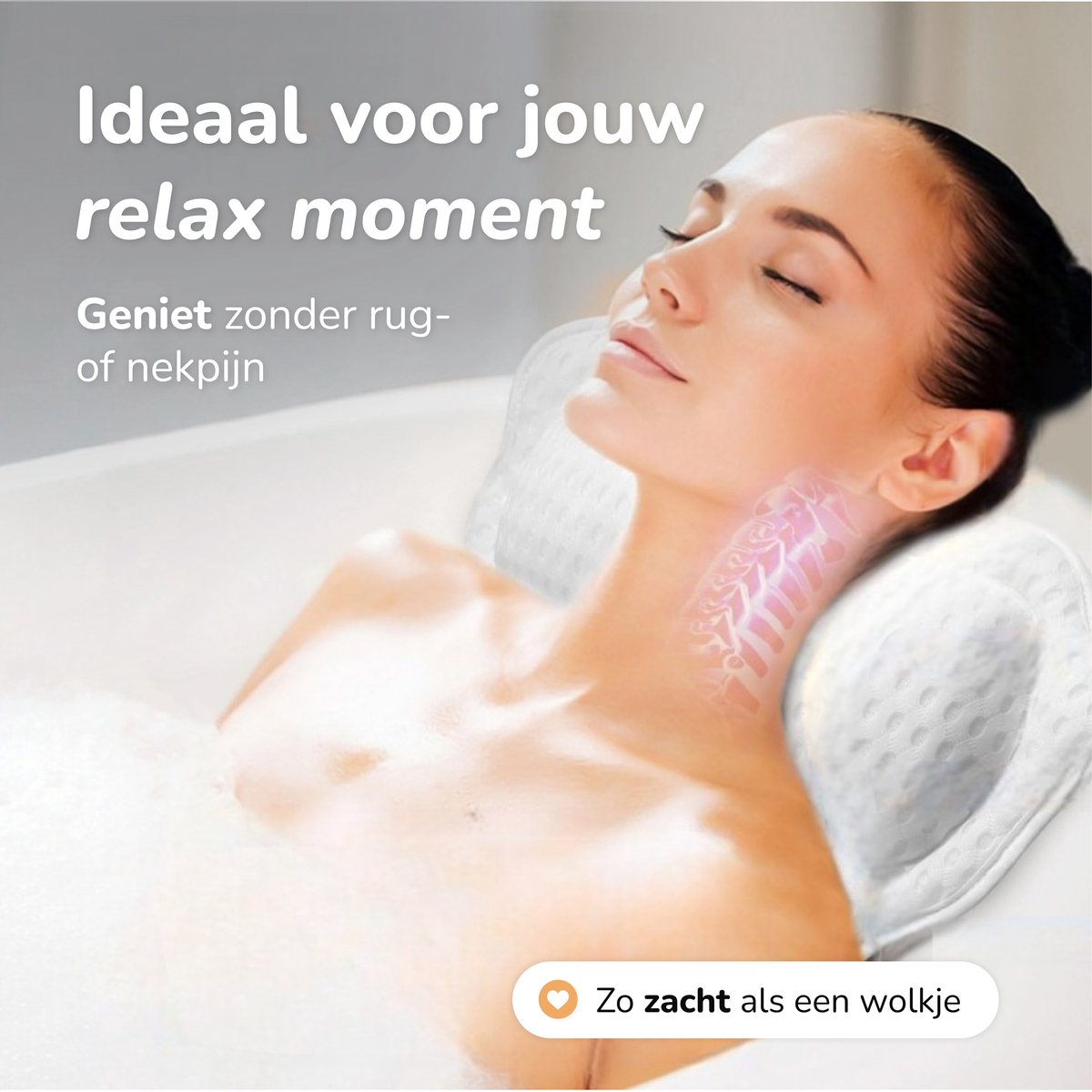 Badekissen für die Badewanne 17x17 cm - Weiß - Ergonomisches und komfortables Nacken- und Kopfstützkissen - Alyze