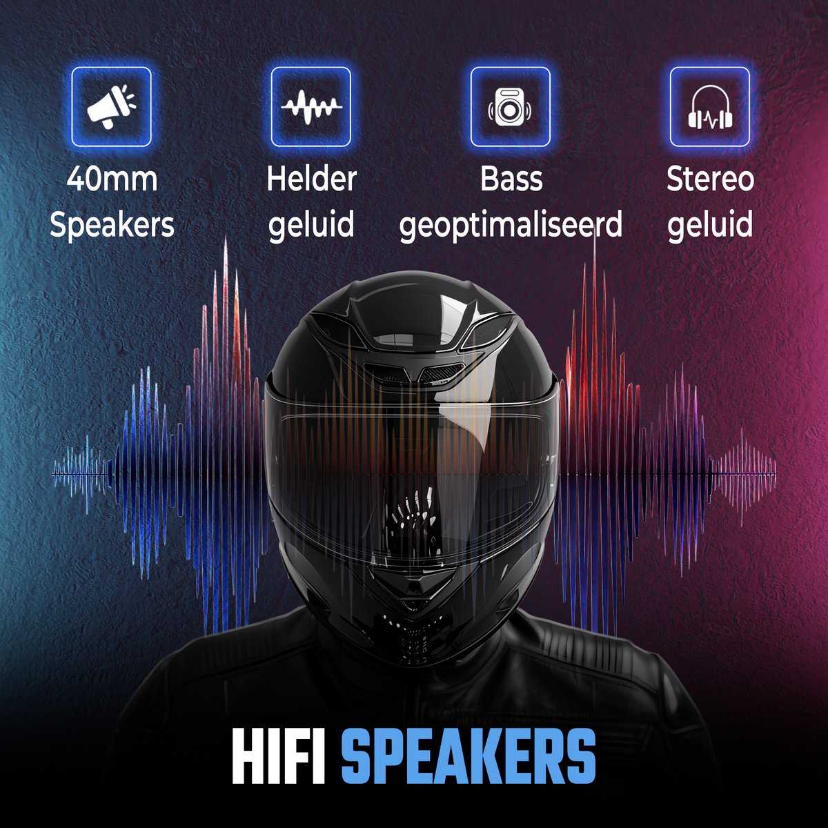 Tech Essentials R500 Motorradhelm-Headset - Bluetooth 5.4 - Gegensprechanlage und Funk - festes Mikrofon