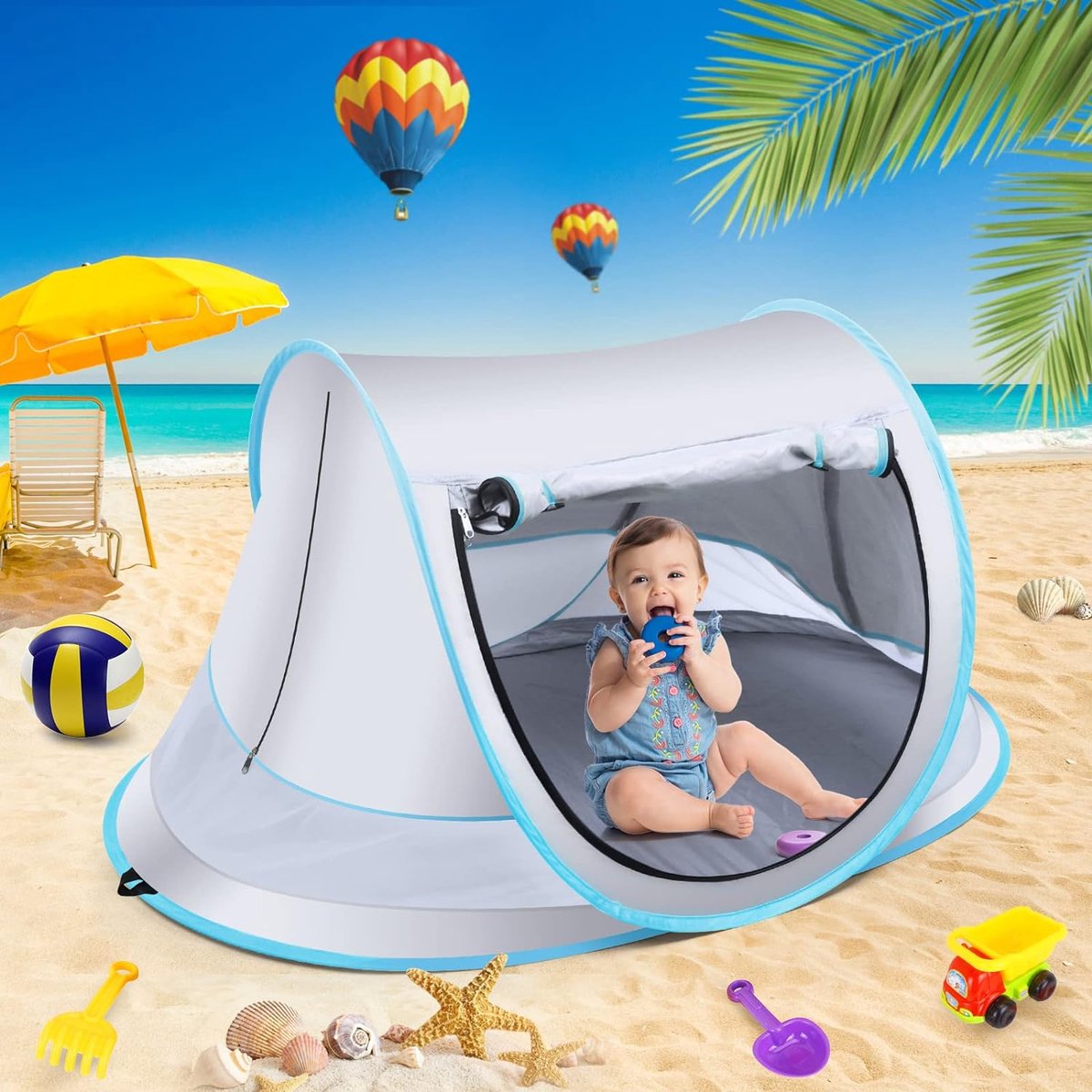 Fuegobird BabyBox Campingbett - UV50+ - faltbar - inkl. Moskitonetz - 140 x 65 x 90 cm - Silber
