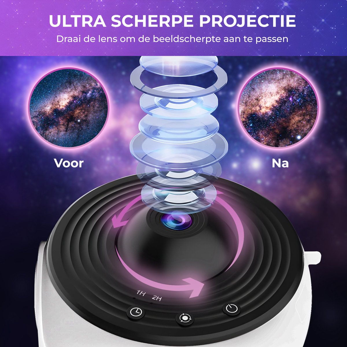 MostEssential Premium 12-in-1-Projektorlampe - 360° - 3000 lm - Schwarz + Weiß