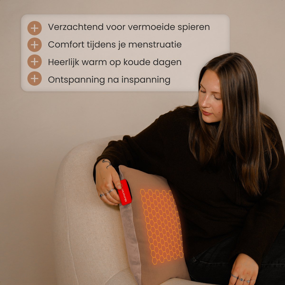 Auronic Heat Pillow Classic 45x45 cm - Kabellos und wiederaufladbar - Elektrisches Kissen mit Infrarot - Powder Pink