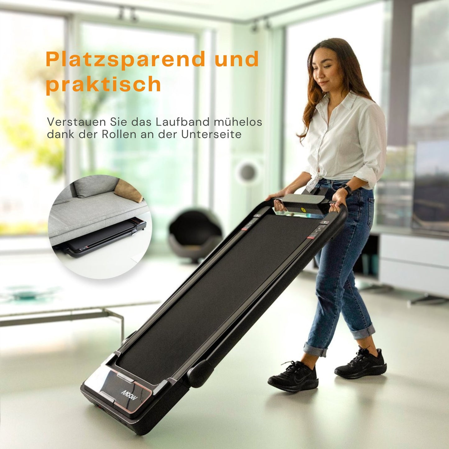 Moovv Laufband Smartstep Pro V3 - 1-12 km/h - Zusammenklappbar - Für Zuhause- 124 x 54 x 105 cm - Schwarz