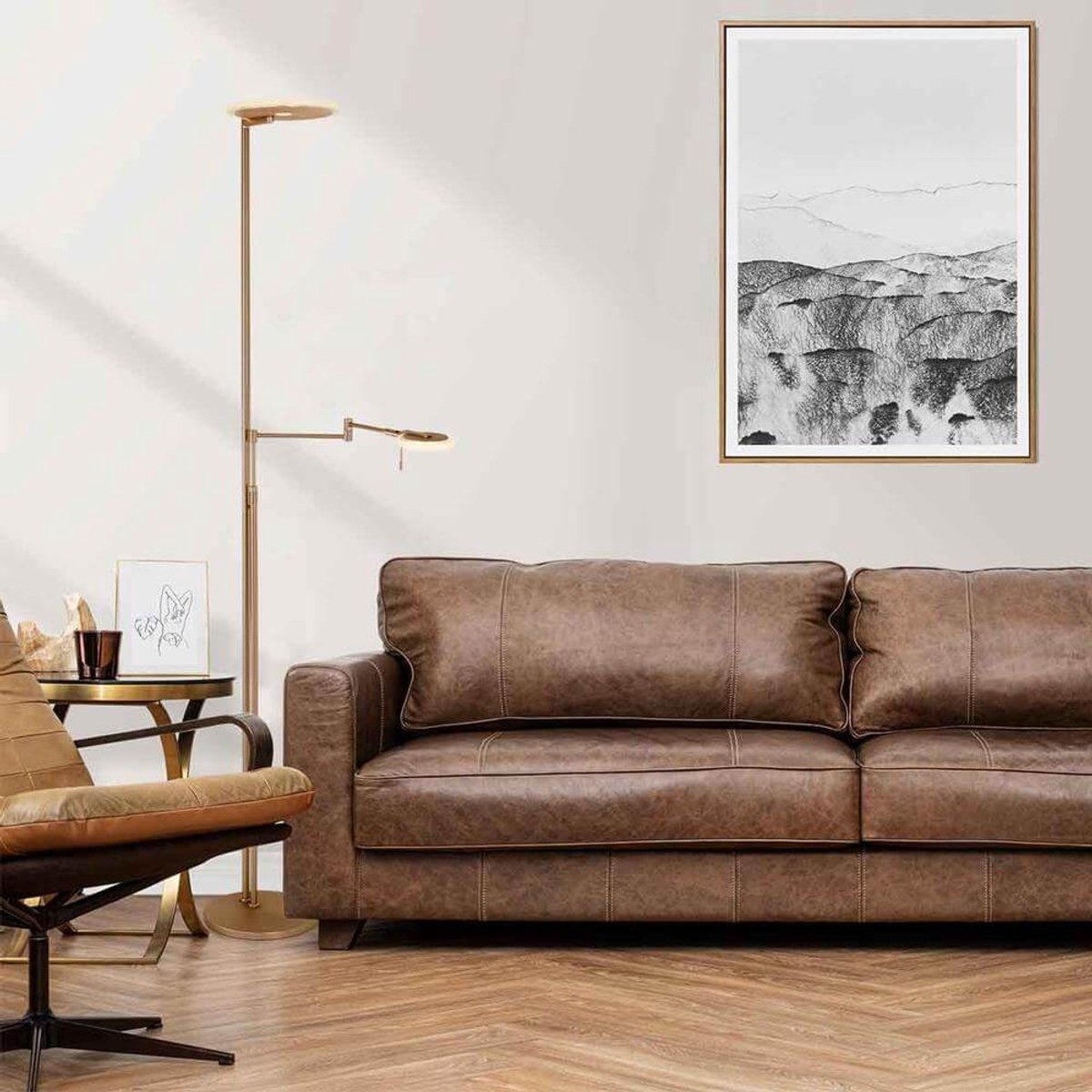 Steinhauer Turound Stehleuchte - Dimmbares Uplight & Lesearm - Stilvolle Bronze - Metalldesign