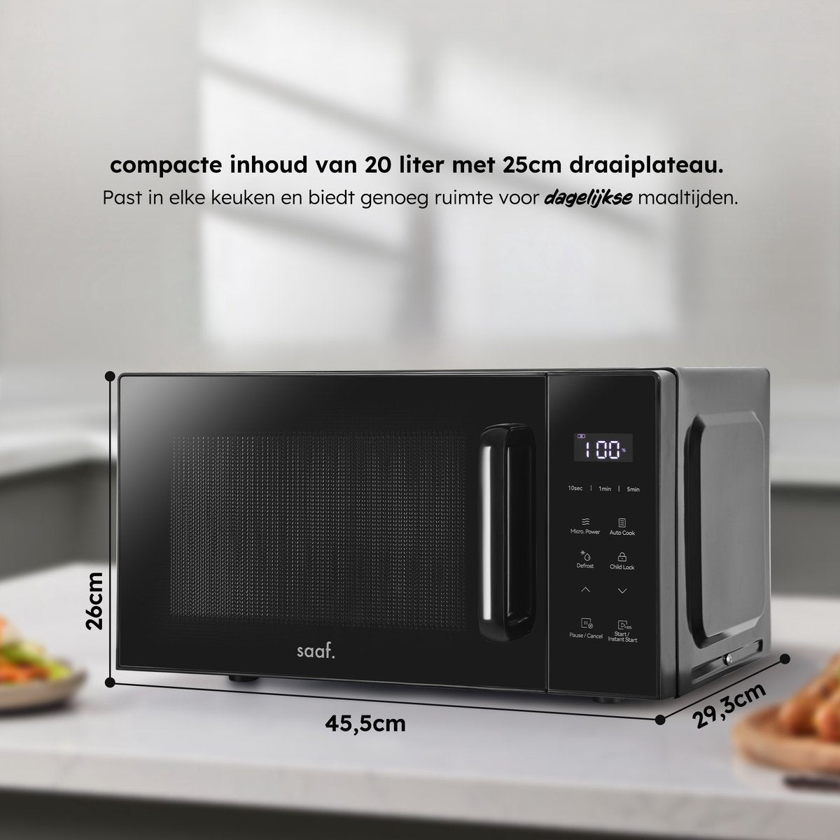 Saaf Mikrowelle - 20L -Touchscreen - 700W - Schwarz - 462×332×264 mm