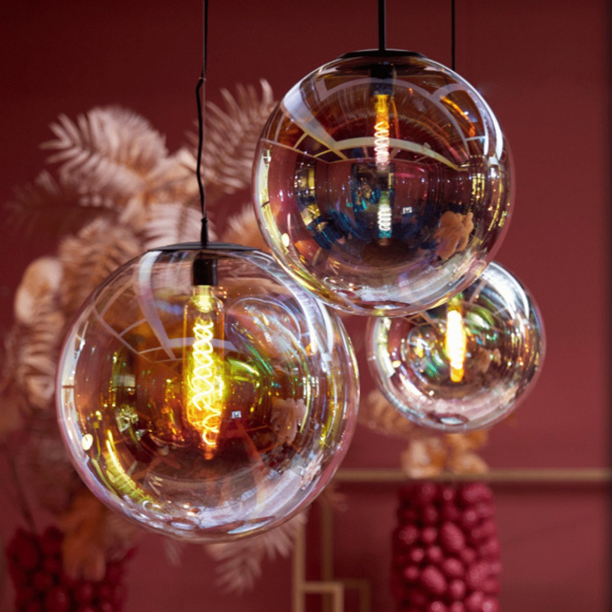 Light & Living Hängeleuchte Medina - Mehrfarbiges Glas - Ø48cm - Modern & Elegant für Wohnzimmer, Schlafzimmer oder Esszimmer