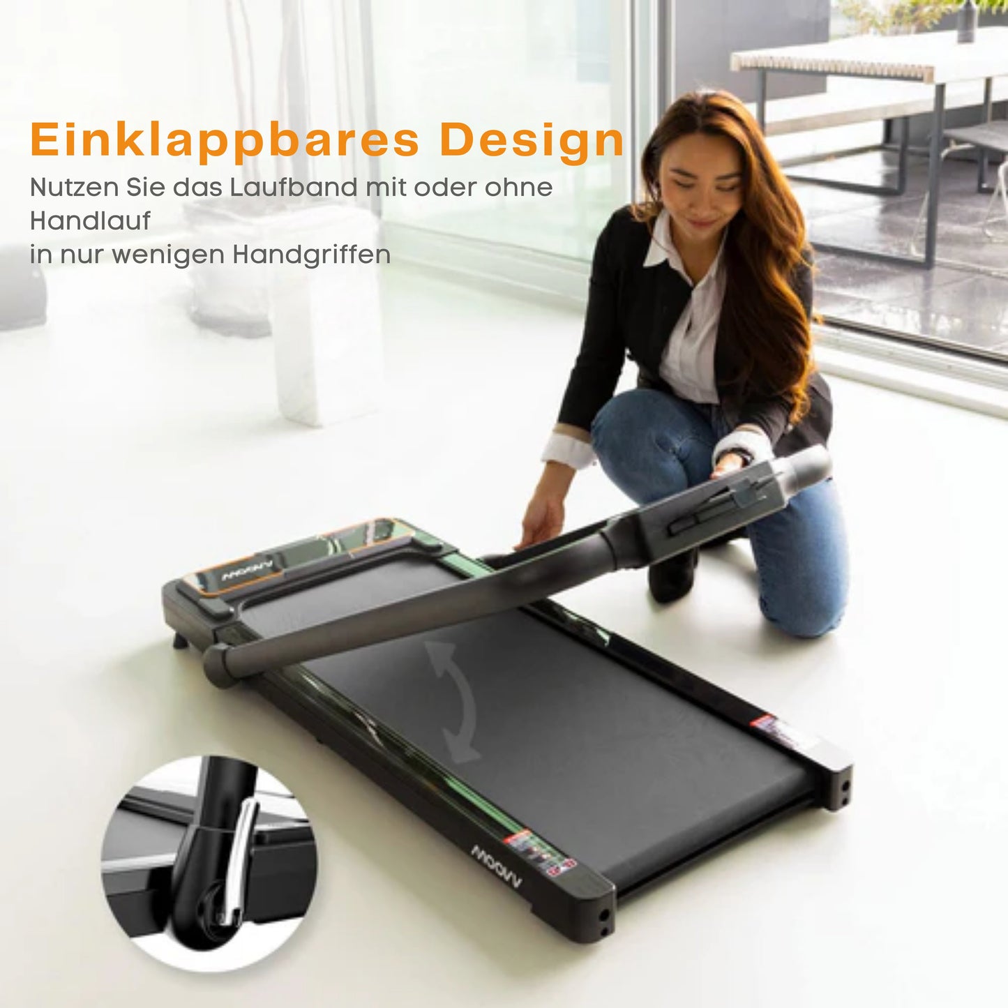 Moovv Laufband Smartstep Pro V3 - 1-12 km/h - Zusammenklappbar - Für Zuhause- 124 x 54 x 105 cm - Schwarz