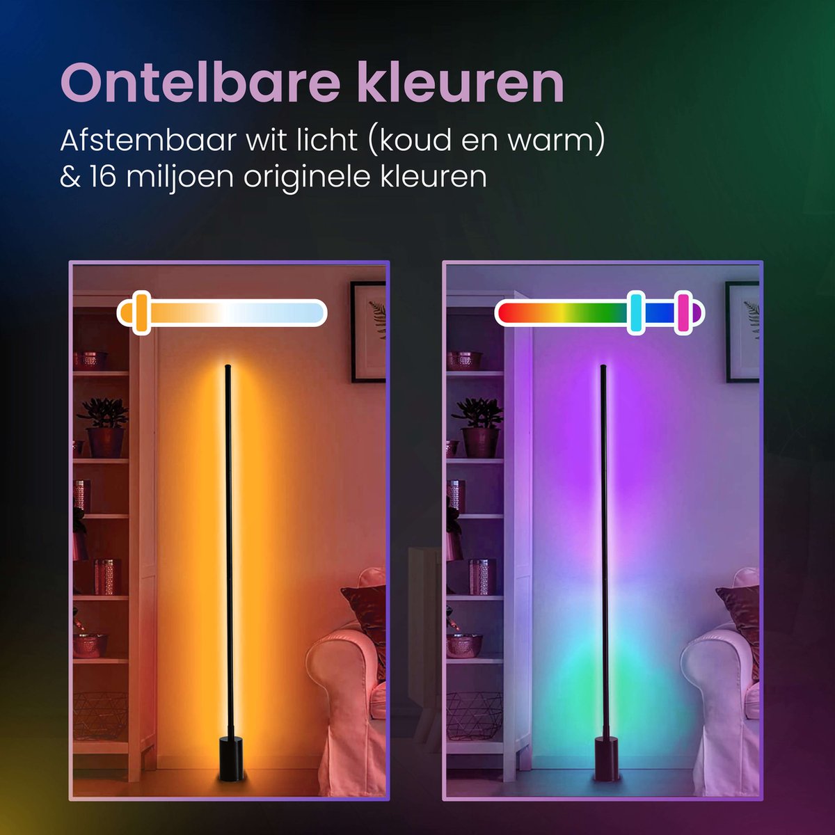 Sensic SL-1 Eckleuchte mit Fernbedienung - RGB & weißes Licht - Intelligente Stehleuchte - Stehleuchte - App-Steuerung - Schwarz