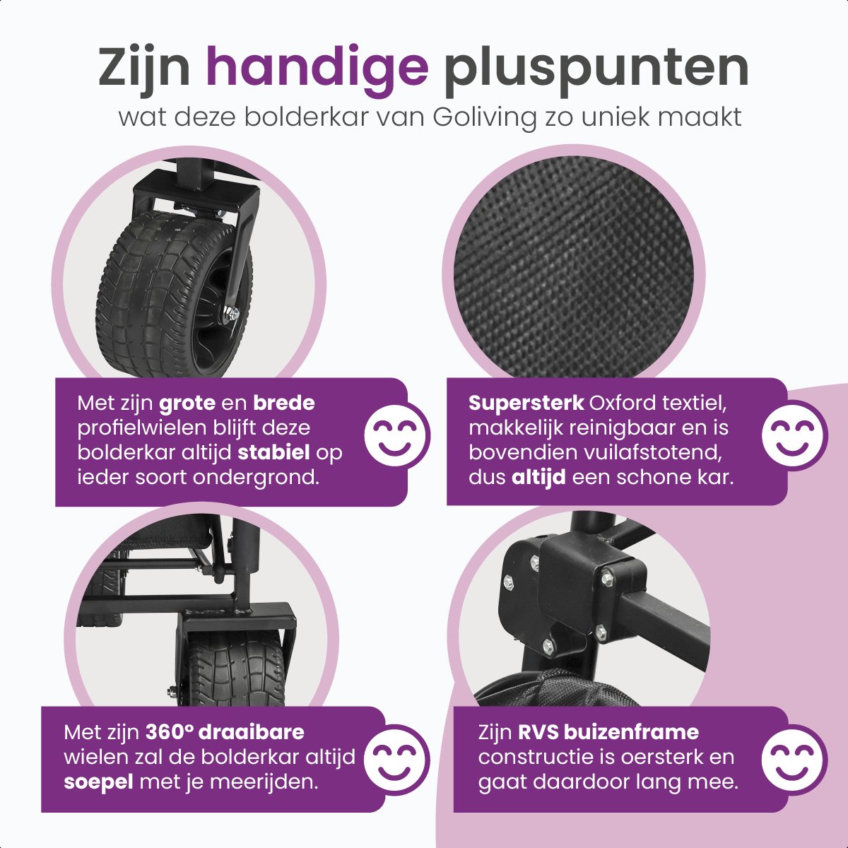 Gofun - Wagen & Pollerwagen - 150 kg Tragkraft - faltbar mit 360 Grad drehbaren Rädern - 83 x 44 x 26 cm - Metall & Polyester - Schwarz