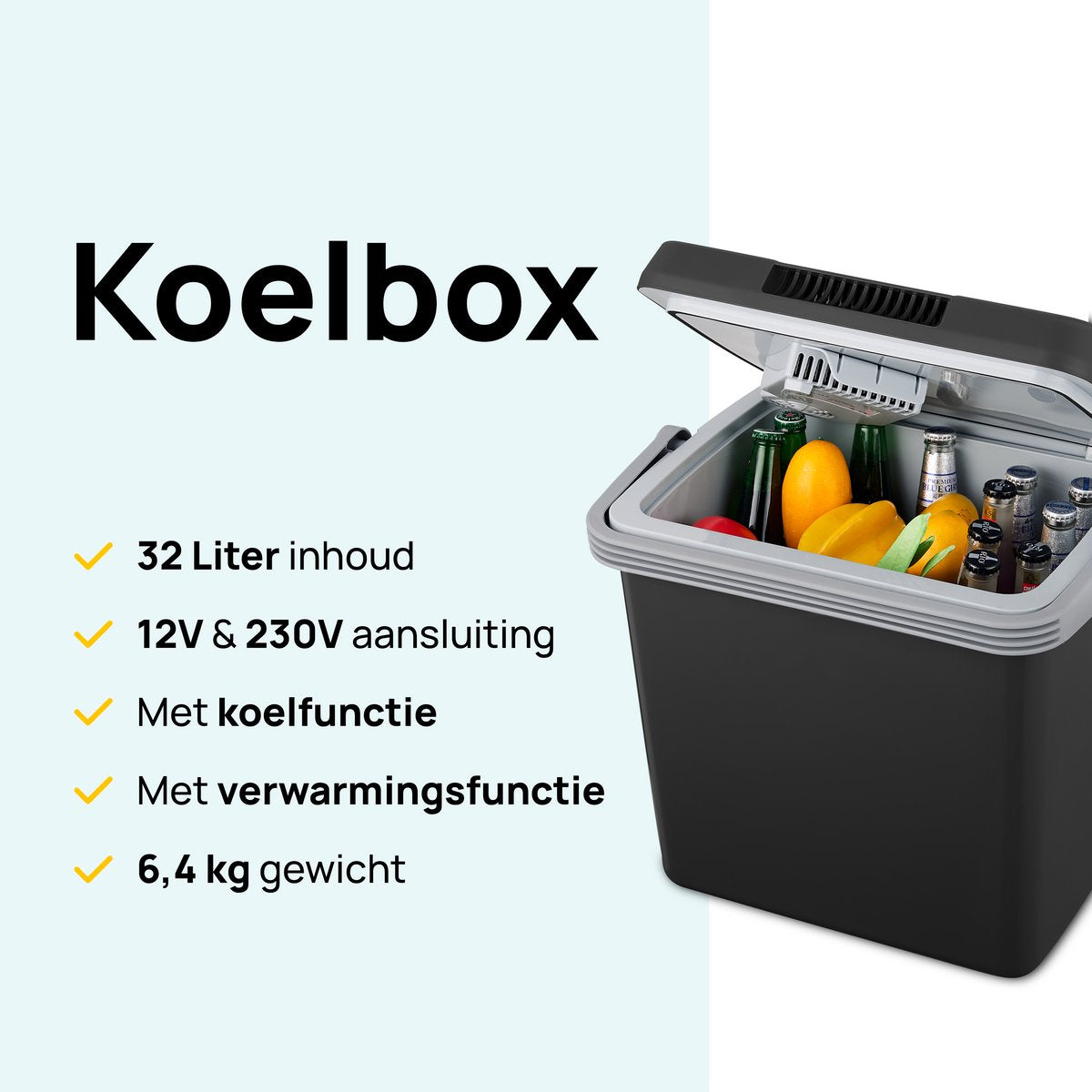 Moa thermoelektrische Kühlbox - 32 Liter - Kalt- und Warmhaltefunktion - 12V/230V - schwarz