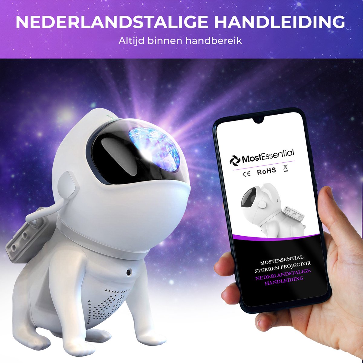 MostEssential Premium Sternenprojektor - Space Dog Edition - 3000 lm - inkl. App