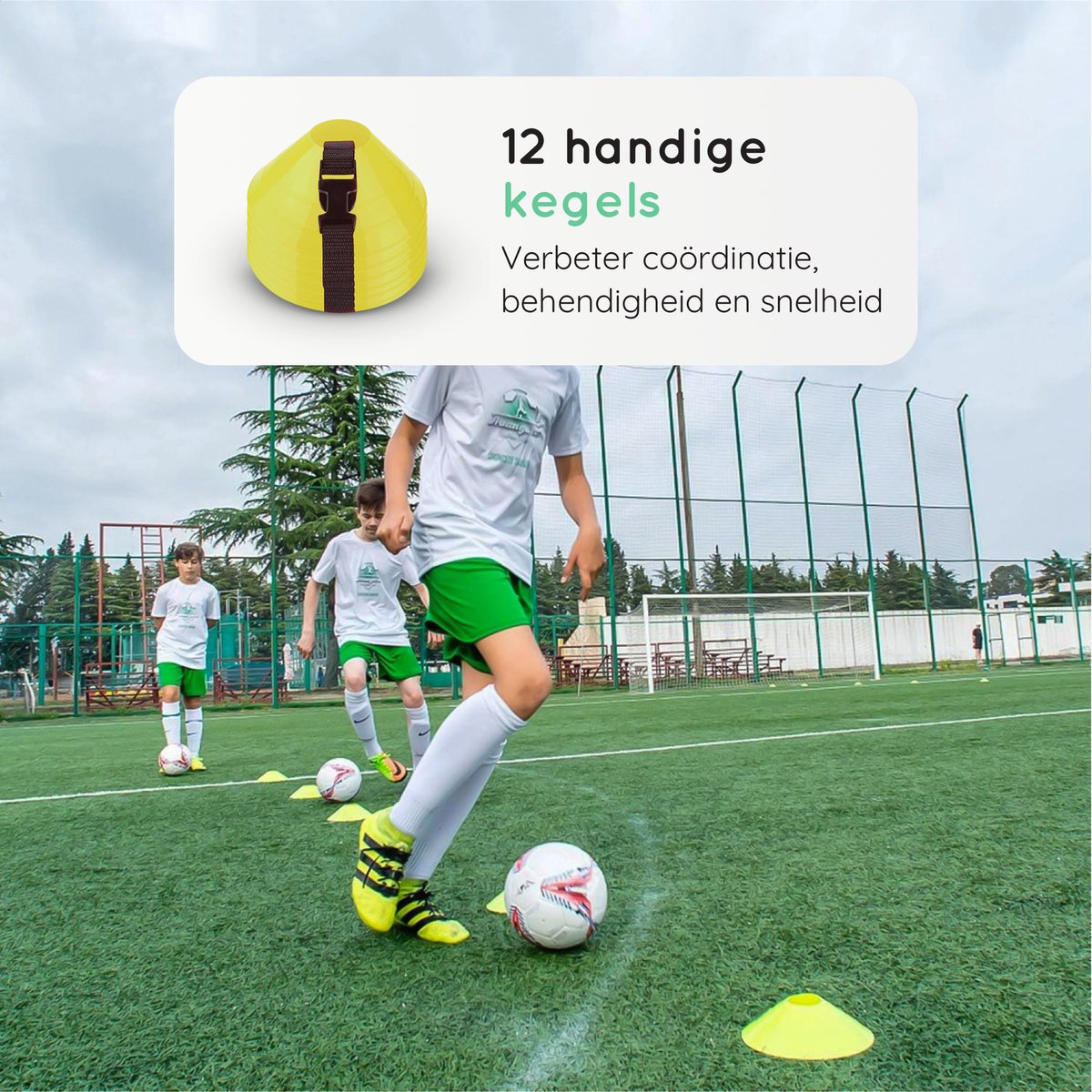 Volcan Football Training Equipment Set - Trainingsausrüstung - Trainingshüte - Spielfiguren - Speed Ladder - Kegel - Resistance Bands - Resistance Parachute - Baltrainer - inkl. Tragetasche