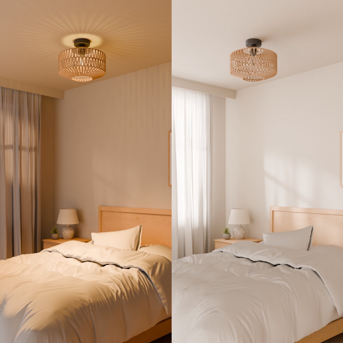 Nolt Deckenleuchte - Deckenleuchte - E27 Lampe - Rustikal - ⌀ 30cm - Jute - Braun