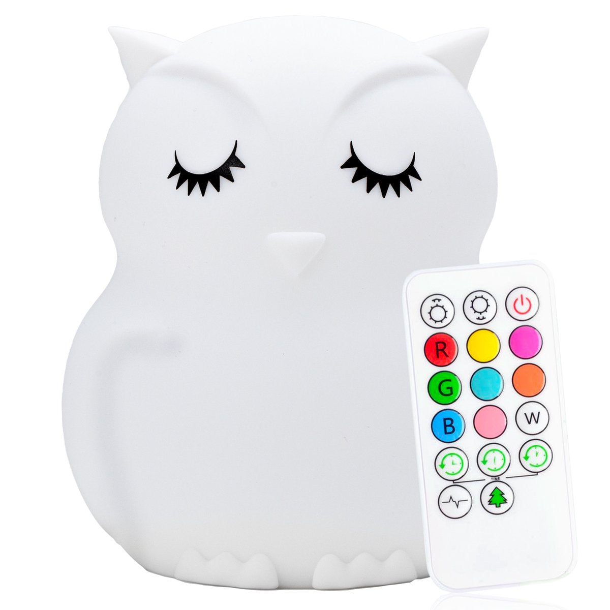 Sleepy Friends Kinder-Nachtlicht Eule - Dimmbares Nachtlicht Baby & Kind - 8 Farben - USB aufladbar - Touch & Fernbedienung - 95 x 97 x 100 mm - 169g