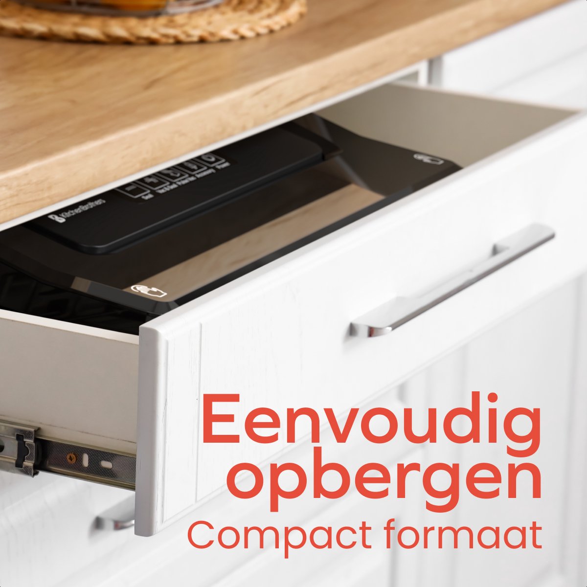 KitchenBrothers Vakuumiermaschine Essential - 4,5 L/min - 4 Funktionen - Inklusive 40 PFAS-freie Vakuumbeutel & Vakuumschlauch - Schwarz