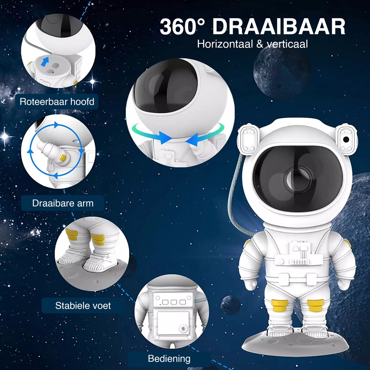 Swiftvein Astronaut Star Projector - Galaxy-Projektor mit Fernbedienung - 8 Farbkombinationen