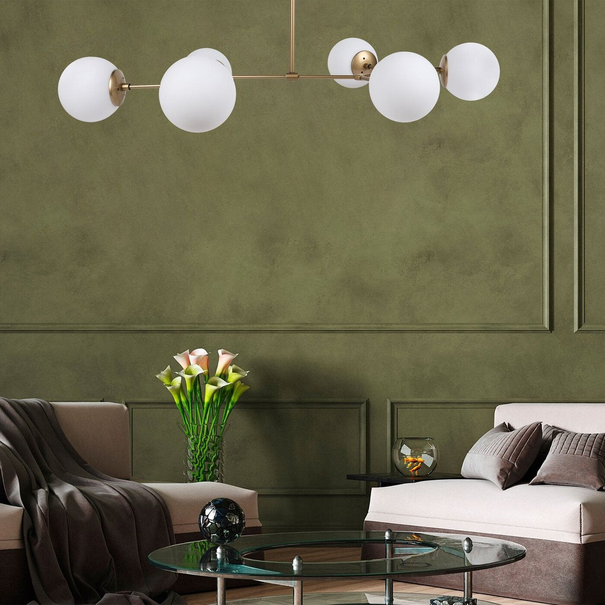 Hängeleuchte Damar 6-Lights - 100x58x48 cm - Gelb/Weiß - Metall - Höhenverstellbar