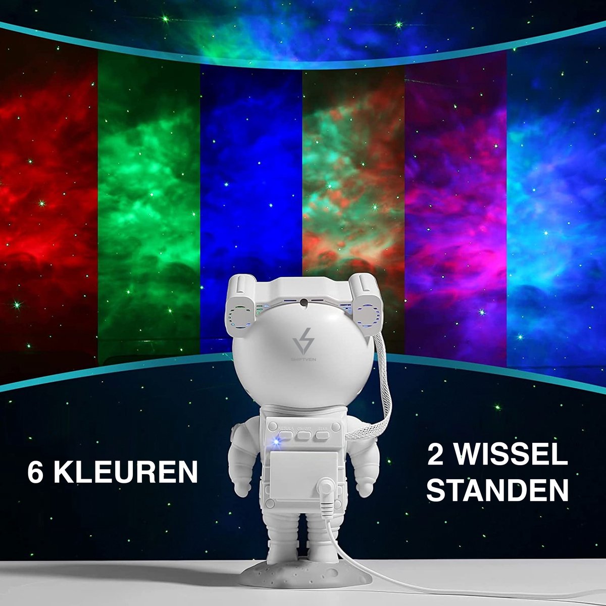 Swiftvein Astronaut Star Projector - Galaxy-Projektor mit Fernbedienung - 8 Farbkombinationen
